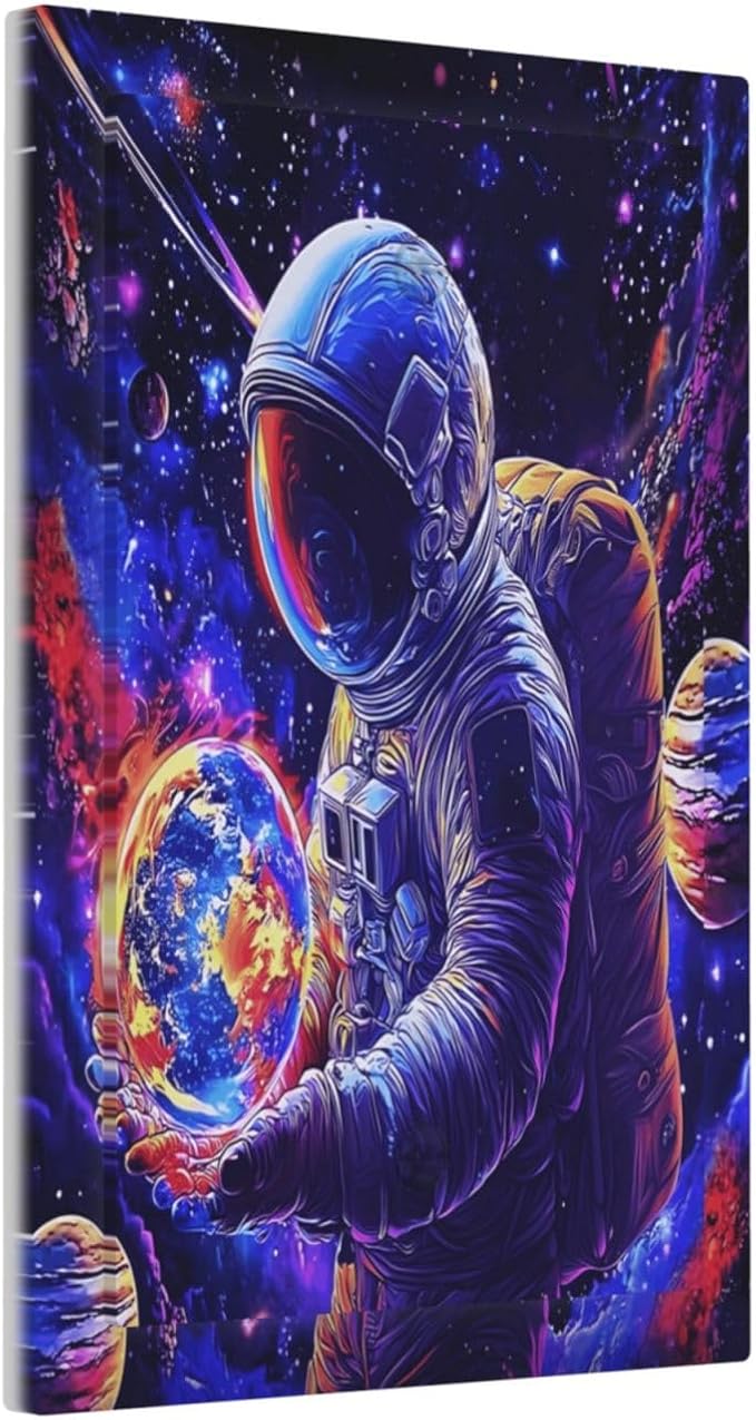 Astronaut Space Cool Galaxy Planet Light Switch Cover Plate 1 Gang No Device Blank Electrical Wall Plates Faceplate Decorative Switch Plate Covers for Kids Room Nursery Decor