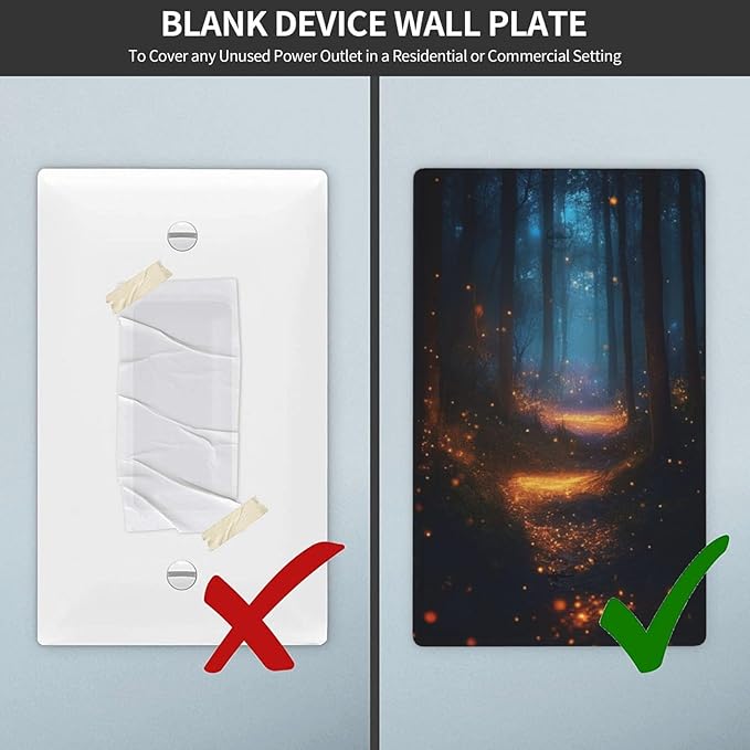Decorative Art Light Switch Covers Enchanted Glowing Forest 1 Gang No Device Blank Switchplate Electrical Faceplate for Home Decor