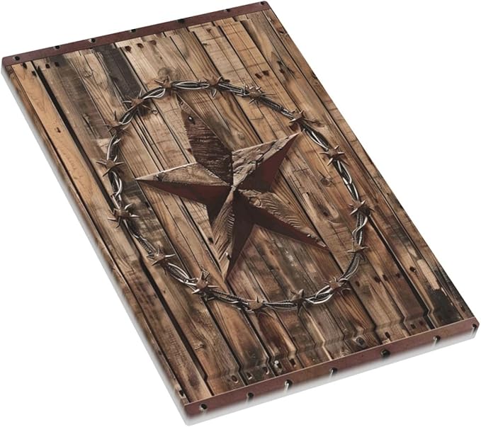 Light Switch Cover Rustic Star Western Cowboy Wood Wall Plate Cover 1 Gang Blank No Device Decorative Outlet Covers Electrical Switchplate for Farmhouse Home Decor