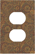 Vintage Paisley Duplex Wall Plate - 1-Gang Standard US Size Bohemian Boho Outlet Covers, Autumn Tones Retro Floral for Eclectic Homes