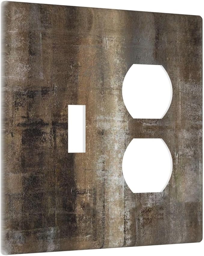 Outlet Covers Tan Brown Rustic Abstract Wood Vintage Wooden 2 Gang Decorative Switch Plates 1 Toggle Duplex Combo Light Switch Cover GFCI Socket Cover WallPlates for Farmhouse Home Decor