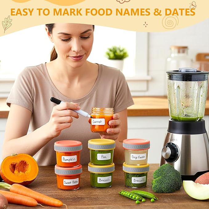 Tronco Glass Food Storage Jars with Lids (4 oz, 8-Pack) – Baby Food, Breast Milk, Snacks, Puree, Reusable Small Containers for Meal Prep & Spice Storage, Freezer, Microwave, Dishwasher Safe