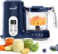 Grownsy Baby Food Maker with Steam Basket, One Step Baby Food Processor Steamer Puree Blender Grinder Mills Machine, Auto Cooking Grinding and Sterili-zing for Healthy Homemade Baby Food, Dark Blue