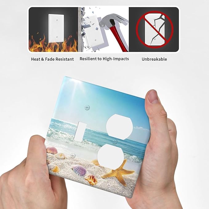 Wallplates Summer Beach Colorful Seashell Starfish 1 Toggle 1 Duplex Switch Plate Electrical Gfci Faceplate Decorative Light Switch Covers For Kids Room Nursery Decor