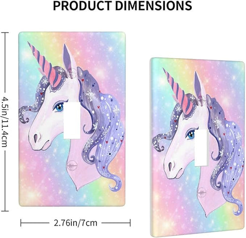 1-Gang Toggle Light Switch Plate, Unicorn Rainbow Printed Wall Plate, Cute Cartoon Decor for Girls Bedroom Nursery Kids Bathroom
