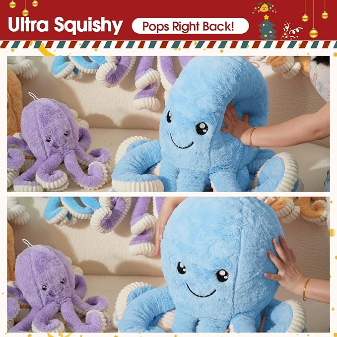 DENTRUN Octopus Stuffed Animals, Giant Octopus Plush Doll Play Toys for Kids Girls Boys Adults Birthday Xmas Halloween Present Stuffed Sea Animals Plushie, 7/16/24/32 Inches, 5 Colors