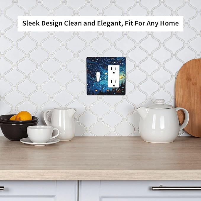 Outlet Covers Abstract Starry Night Style 1 Toggle 1 Rocker Combo Light Switch Cover Plate Decorative Switch Plate Covers Electrical Wall Plate for Home living Room Decor