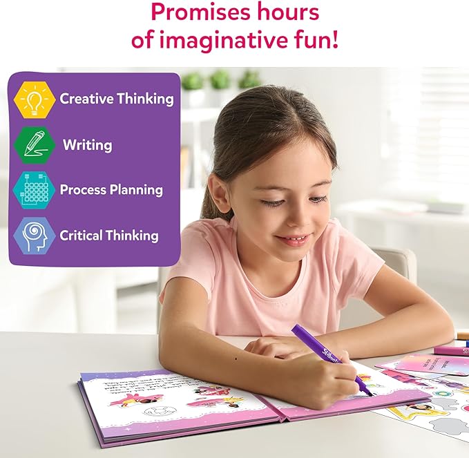 Skillmatics Storybook Art Kit - Create Fairytale Stories, DIY Craft & Writing Kit with 300+ Stickers, Scrapbooking & Journal Activity, Screen-Free Fun, Gifts for Kids Ages 5, 6, 7, 8, 9, 10