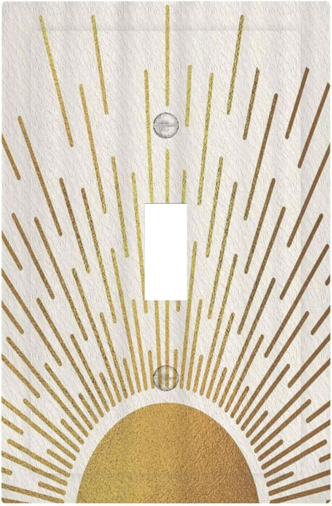 Decorative Switch Plate Covers Midcentury Golden Sun Minimalism Sunrise 1 Gang Wall Plate Single Toggle Light Switch Cover Plate Jumbo Electrical Switchplate Receptacle Faceplate