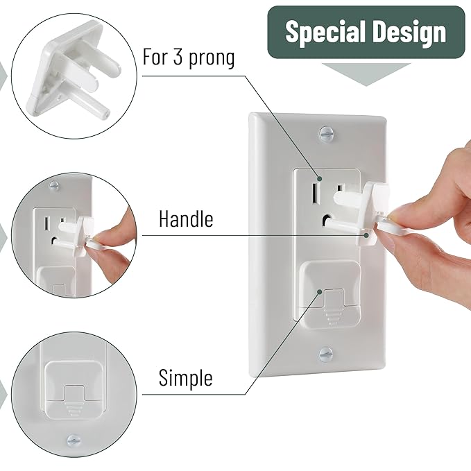 Bates- Outlet Covers Child Proof, 50 Pack, White, 3 Prong Outlet Covers