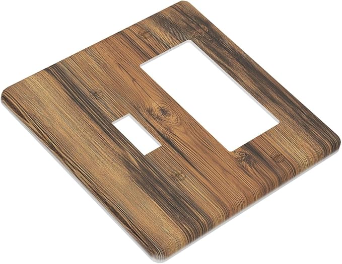 Outlet Covers Vintage Rustic Country Brown Wood 1 Toggle 1 Rocker Combination Decorative Wall Plate Electrical Switch Plates Light Switch Cover Plate For Farmhouse Cabin Decor