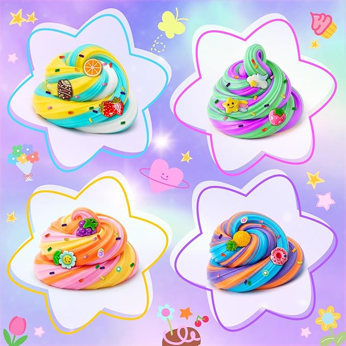 50 Pack Butter Slime Kit for Kids, Slime Toys for Boys & Girls, DIY Slime Toy for Party Favor, Soft and Non-Sticky, Birthday Easter Gifts Prize for Girl Boys Kids 6 7 8 9 10 11 12