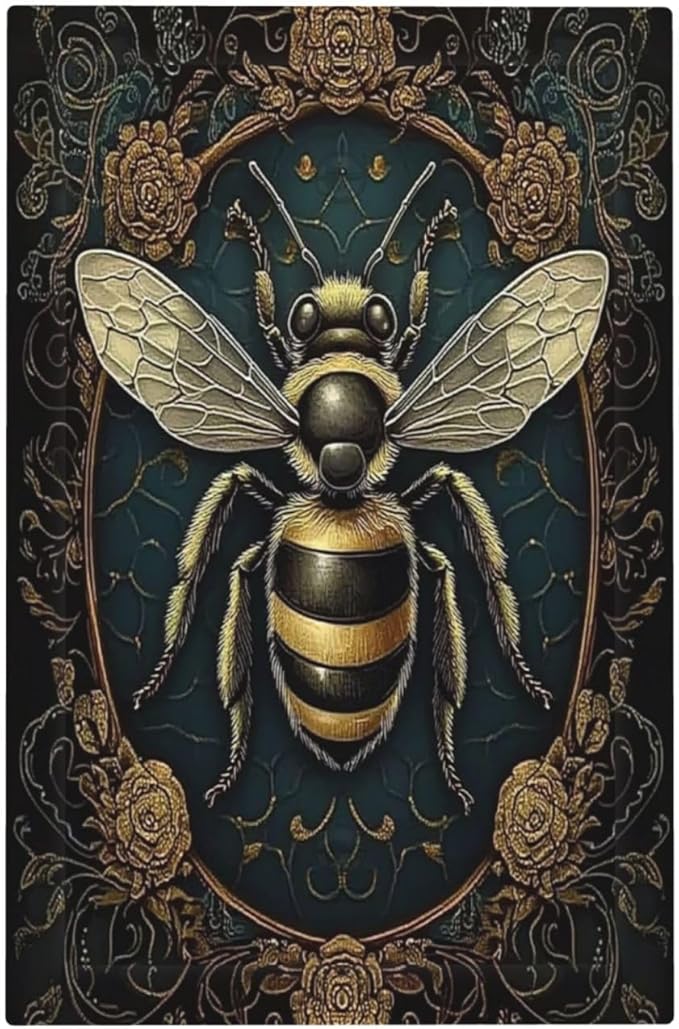 Light Switch Cover Plate Mid Century Bee Dark Floral 1 Gang No Device Blank Electrical Wall Plates Faceplate Decorative Switch Plate For Home Office Decor