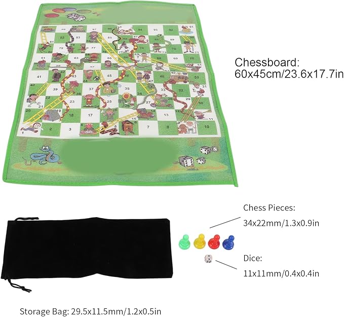 Ladder Board Game Flying Chess Fun Foldable Portable Desktop Aeroplane Chess Set for Family Travel Camping Plastic Non Woven Fabric 60x45cm 4 Pieces 1 Dice Storage Bag