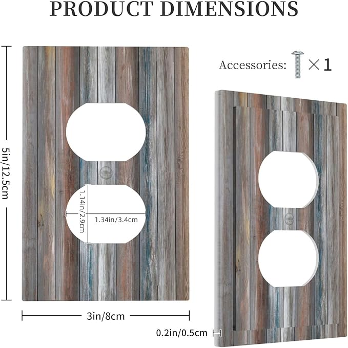 Outlet Covers Vintage Blue Grey Wood Plank 1 Gang Duplex Light Switch Cover Plate Rustic Country Decorative Wall Plates Electrical Switchplate Receptacle Cover for Farmhouse Home Decor