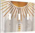 Mid Century Gold Sun Abstract Arch Boho Moon 3 Gang Light Switch Covers Decorative Unique Triple Toggle Wall Plate Electrical Faceplate Switchplate for Kitchen Bathroom Bedroom Home Decor