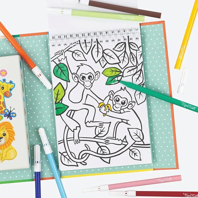 Tiger Tribe Zoo Coloring Set for Kids - Includes Stickers & Markers, Travel-Friendly Storage, Perfect Arts & Crafts Gift