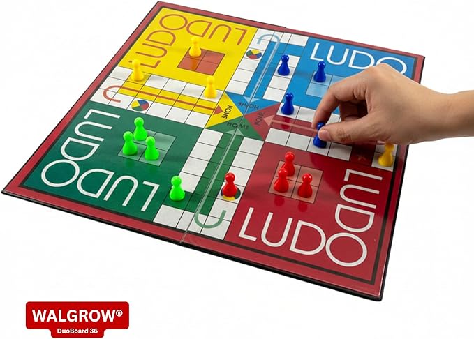 2-in-1 Ludo and Snakes & Ladders Foldable Board Game with Dice and Playing Pieces for Family Indoor Play