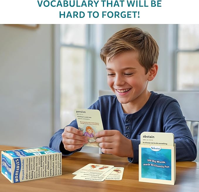 Skillmatics Vocabulary Flash Cards for Kids - Learn 100 Words with Wordplay, Visuals & Soundplay, Educational Gift for Ages 10, 11, 12, & Up, Screen-Free Language Game