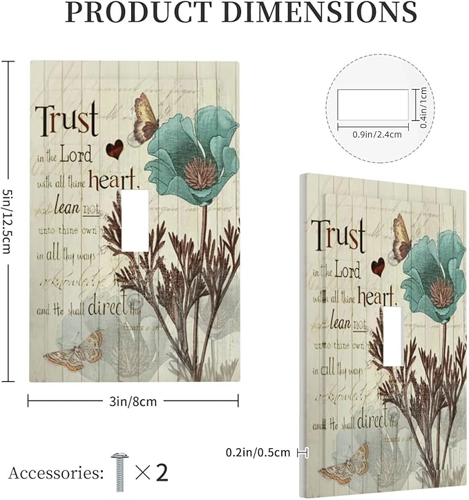 Rustic Elegant Teal Tulip Bible Inspirational Quote Decorative Light Switch Cover 1 Gang Single Toggle Device Electrical Faceplate Switchplates Decorator Outlet Wall Plate for Farmhouse Bedroom Decor