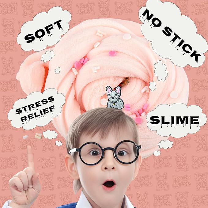 French Bulldog Scented Cloud Slime - Premium DIY Scented Peach Slime for Boys & Girls, Ages 4-12 - Party Favors & Christmas Stocking Fillers
