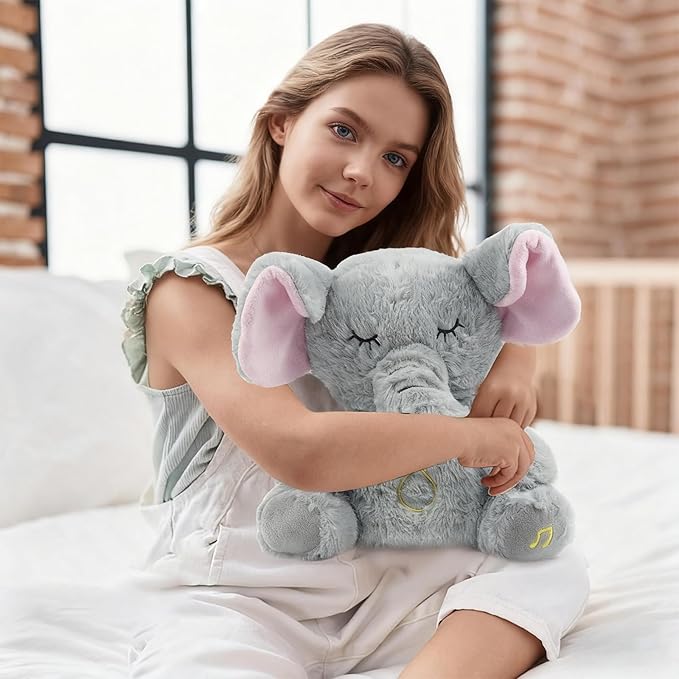 rytopt Breathing Stuffed Animal, Upgraded Version, No Breathing Movement in Its Abdomen, Elephant Stuffed Animal, 4 Gear Adjustment, Volume Control & Music