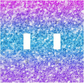 Light Switch Cover Plate Fantasy Colorful Glitter Blue Purple Gradient 2 Gang Double Switch Plate Covers Toggle Wallplate Decorative Outlet Covers Electrical Switchplate for Kids Room Home