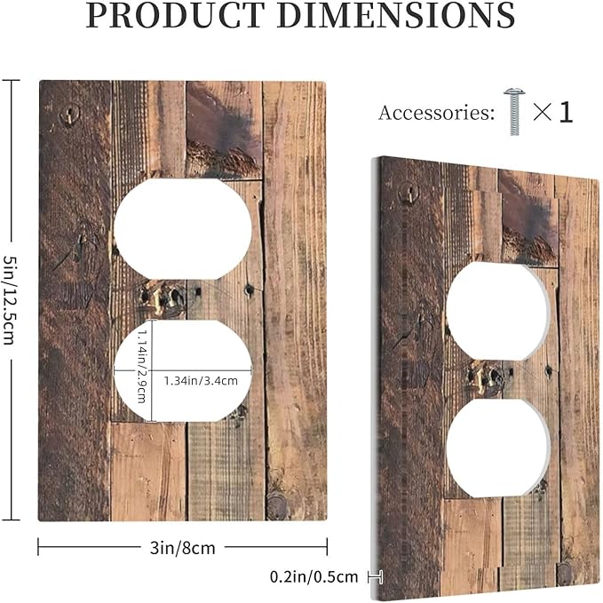 Rustic Brown Wood Plank Vintage Country Wooden Board Outlet Covers 1 Gang Duplex Light Switch Cover Decorative Switch Plates Electrical Receptacle Faceplate Wall Plate for Farmhouse Home Decor
