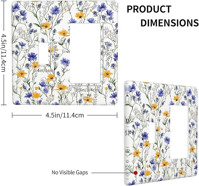 Outlet Covers Floral Colorful Green Leaf Wildflower 1 Toggle 1 Rocker Combination Decorative Wall Plate Electrical Switch Plates Light Switch Cover Plate For Bed Room Living Room Decor