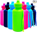 4E's Novelty Bulk Water Sports Bottles for Kids 18 oz - 12 Pack Squeeze Reusable Plastic, Neon Colors, BPA Free, Kids Water Bottles Party Favor Gift Giveaways, End of Year Student Gifts from Teacher