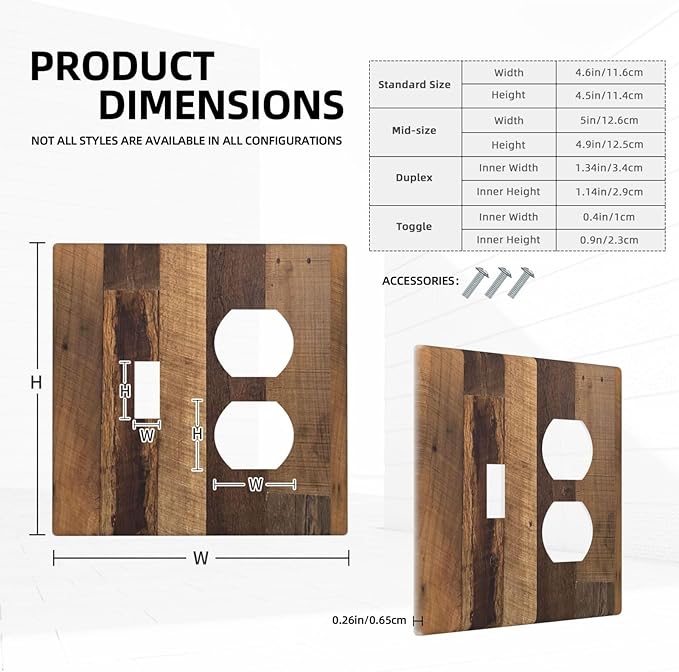 Wallplates Natural Wood Brown Wooden Planks 1 Toggle 1 Duplex Switch Plate Electrical Gfci Faceplate Decorative Light Switch Covers For Farmhouse Cabin Decor