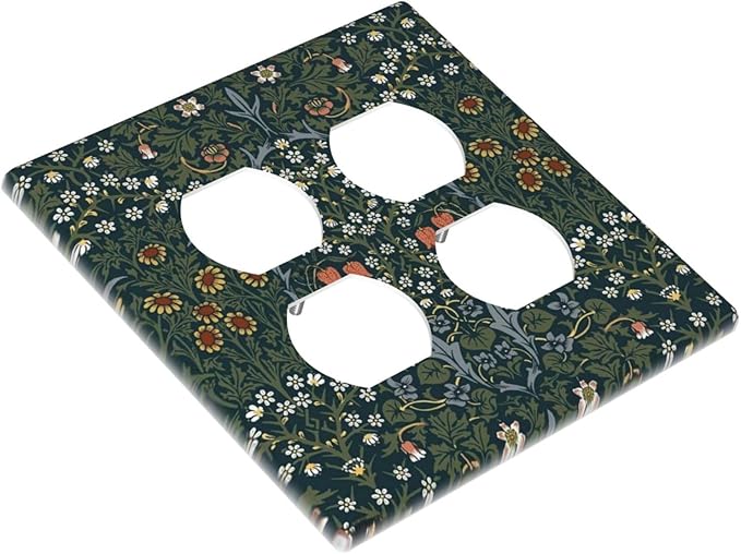Outlet Covers Colorful Floral Boho Flower Plant Leaf 2 Gang Double Duplex Decorative Light Switch Covers Electrical Wallplates Socket Faceplate For Bed Room Living Room Decor
