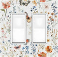 Decorative Outlet Covers Vintage Wildflowers Plants Floral 2 Gang Double Gfci Rocker Electrical Wall Panels Light Switch Cover Plate For Bed Room Living Room Decor