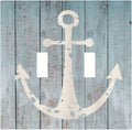 Anchor Rustic Sailing Nautical Wooden Planks Marine Decorative Switch Plates 2 Gang Double Toggle Outlet Light Switch Cover Wall Plate Electrical Faceplate for Bathroom Farmhouse Decor