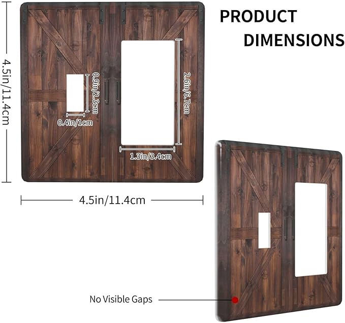 Light Switch Cover Rustic Brown Barn Door Retro Wood Plank 2 Gang Toggle Rocker Combo Wall Plates Country Decorative Switch Plates and Outlet Covers Receptacle Cover for Bathroom Home Decor