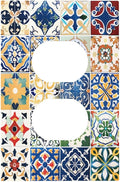 Outlet Covers Moroccan Traditional Mexican Talavera Til 1 Gang Duplex Light Switch Cover Decorative Switch Plates Electrical Receptacle Faceplate Wall Plate for Kitchen Home Decor