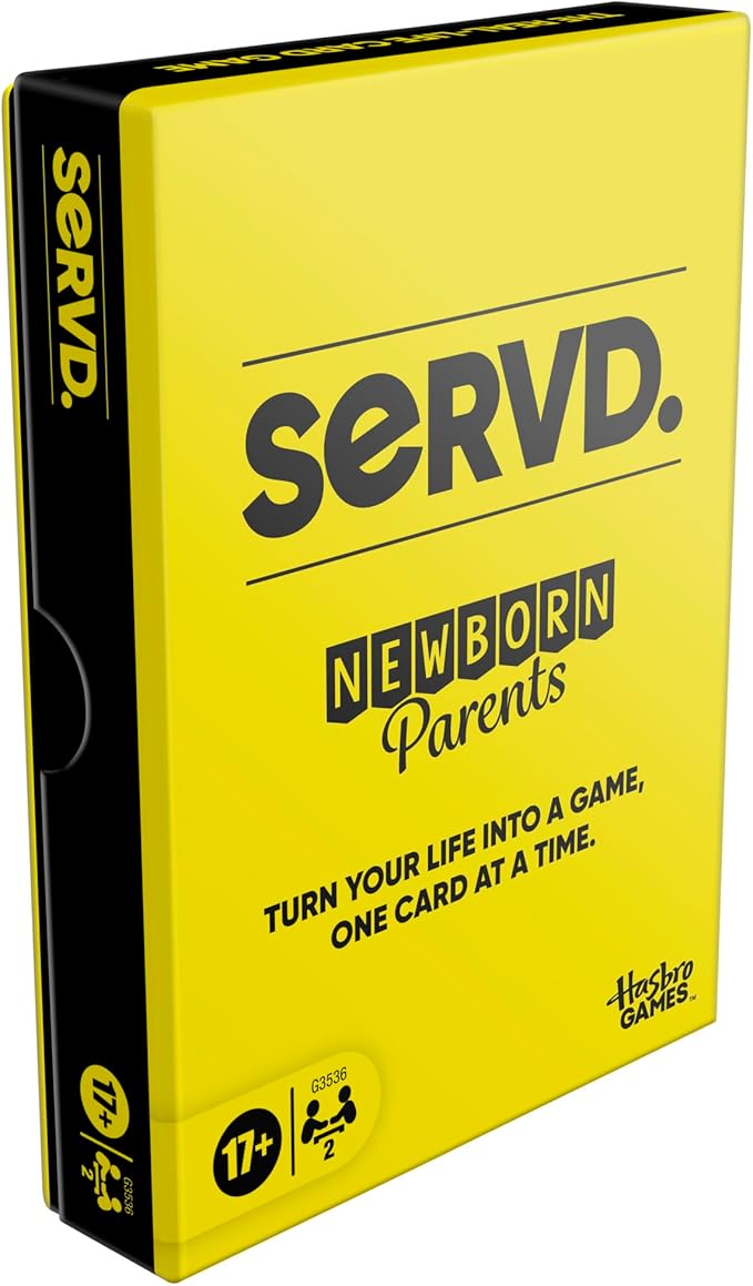 Hasbro SERVD Newborn Parents Edition Game – Hilarious Real-Life Couples Card Game for Infant and New Parents, First Birthdays – Ages 17+