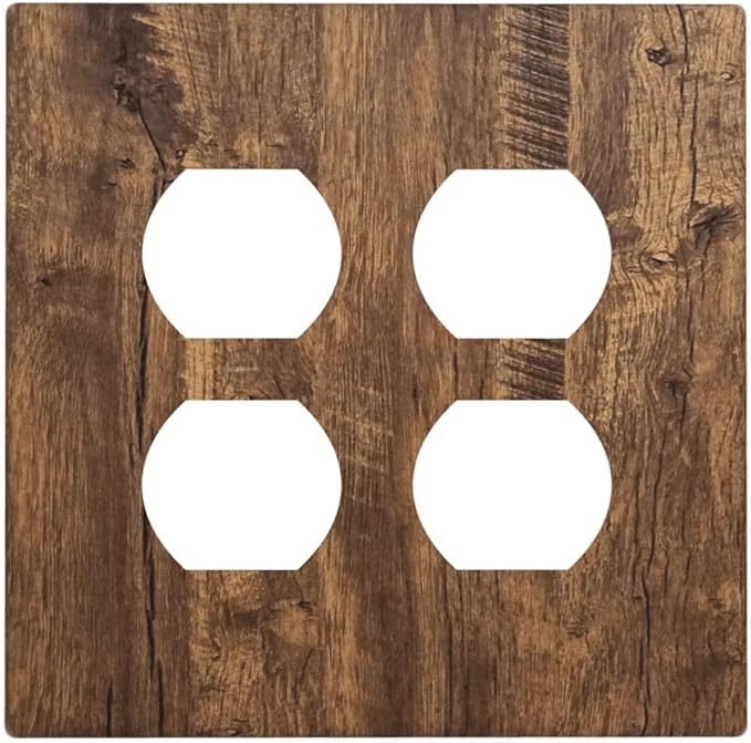 Rustic Old Wood Brown Crack Tree Tumor Print Outlet Covers 2 Gang Double Duplex Decorative Light Switch Covers Electrical Wallplates Socket Faceplate for Farmhouse Home Decor