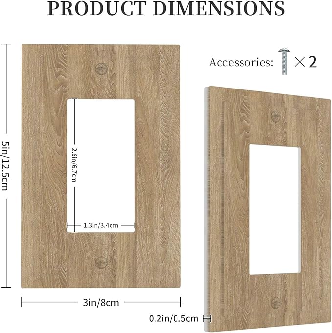 Decorative Outlet Covers Light Brown Wood Grain 1 Gang Single Rocker Light Switch Cover Plate GFCI Wall Plates Electrical Switch Plate Cover for Farmhouse Cabin Decor