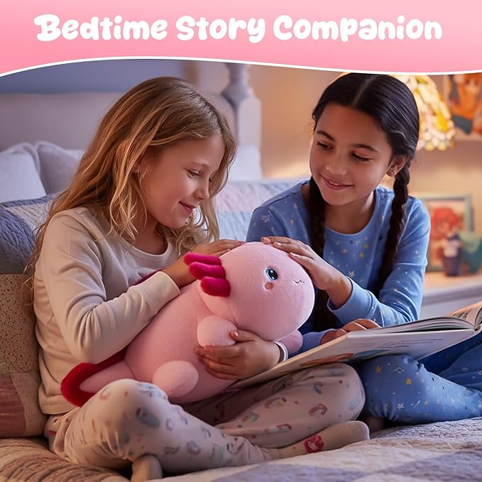 SQEQE Weighted Stuffed Animal Axolotl, Soft Weighted Axolotl Plush Toy, Cute Hugging Pillow Gift for Kids Adults, Home Decoration Valentines Gifts Birthday Present 13.8 Inch, 1.7 Lb