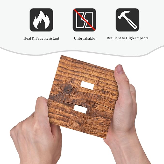 Brown Wood Grain Rustic Natural Burl Print Decorative Switch Plates 2 Gang Double Toggle Outlet Light Switch Cover Wall Plate Electrical Faceplate for Farmhouse Home Decor