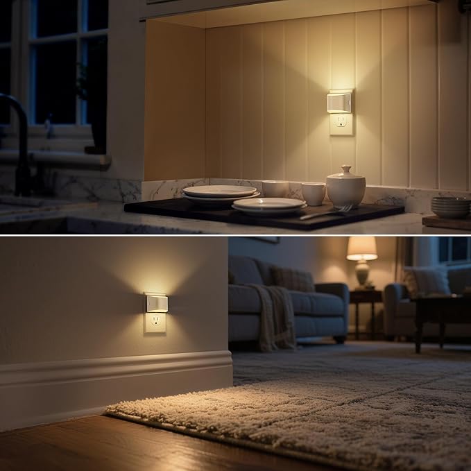 DORESshop LED Night Light[2 Pack], Night Lights Plug into Wall, 3 Level Brightness Adjustable Plug in Night Light, Dusk to Dawn Sensor Nightlights for Adults,Bedroom,Bathroom,Hallway, 3000K Warm White