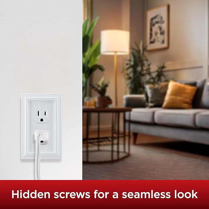 UltraPro Screwless Duplex Receptacle Wallplate, 1-Gang – Modern Snap-On Cover, Child-Safe, Durable Polycarbonate, Easy DIY Installation, White Coastal, 85750