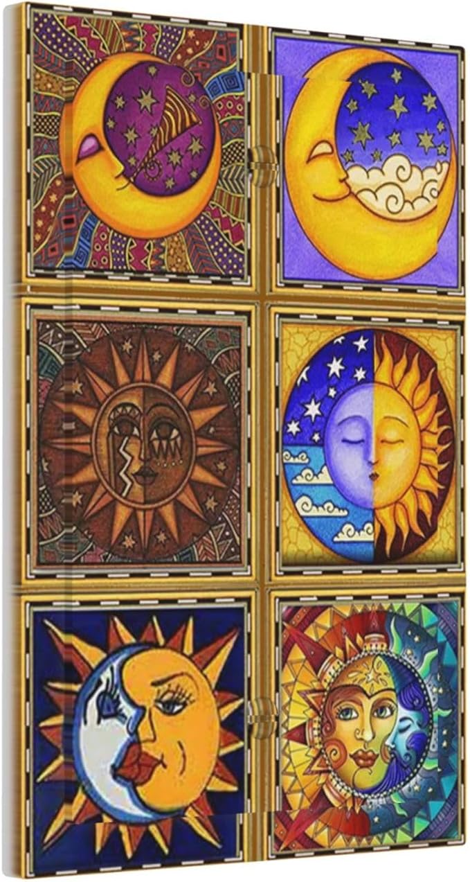 Mexican Talavera Tiles Star Pattern Celestials Theme Print Light Switch Cover Plate 1 Gang No Device Blank Electrical Wall Plates Faceplate Decorative Switch Plate for Kitchen Home Decor