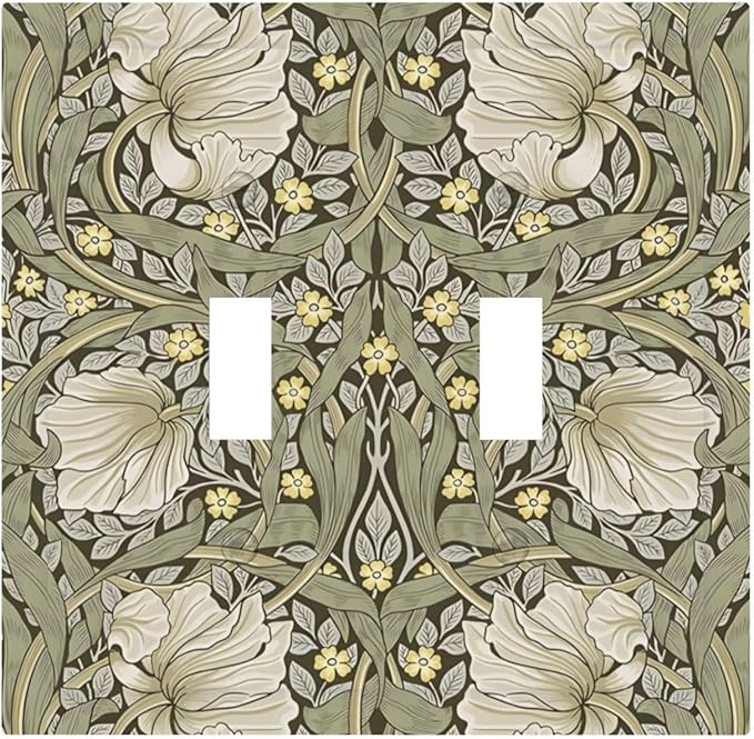 William Morris Pimpernel Flowers Plant Floral Decorative Switch Plates 2 Gang Double Toggle Outlet Light Switch Cover Wall Plate Electrical Faceplate for Farmhouse Living Room Decor