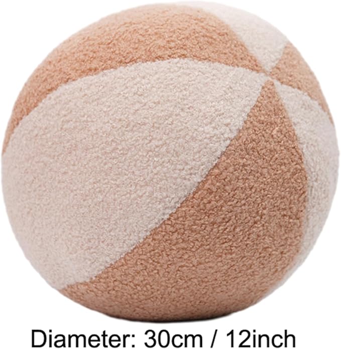 12 Inch Round Hugging Pillow Stuffed Ball Plush Toy Soft Plushies Throw Pillows Kids' First Plush Toys for Home Decor or Gift for Kids and Lovers (Cream & Beige)