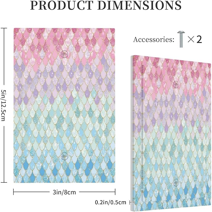 Colorful Mermaid Scales 1 Gang Light Switch Cover No Device Wall Plate Decorative Blank Switchplate Electrical Faceplate for Girls Bedroom Kids Baby Nursery Living Room Art Panel Decorate