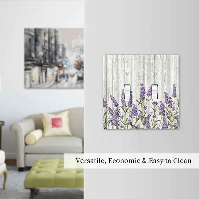 Rustic Wooden Plank Lavender 2 Gang Light Switch Cover Plate Double Toggle Wall Plate Decorative Outlet Cover Electrical Faceplate Switchplate for Bedroom Bathroom Kitchen Decor
