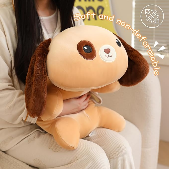 SQEQE Weighted Dog Plush, Weighted Dog Stuffed Animal, Cute Larbrador Plushies Soft Pillow Toy Gift for Kids Adults Brown 13.8 Inch, 1.6 Lbs