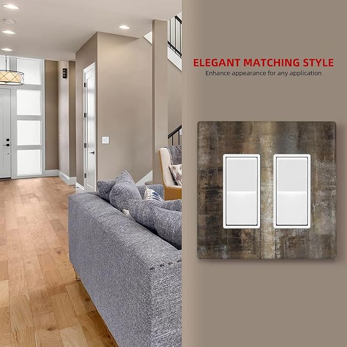 Decorative Outlet Covers Tan Brown Rustic Abstract Wood Vintage Wooden 2 Gang Double Rocker Light Switch Cover Decorative Switch plates Electrical Wallplates GFCI Receptacle for Farmhouse Home